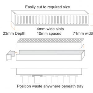 linear floor waste grate brushed aluminium 71mm specs australia