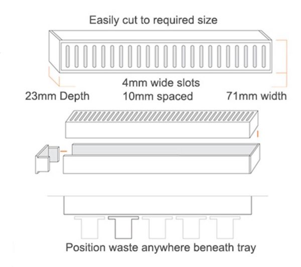 linear floor waste grate brushed aluminium 71mm specs australia